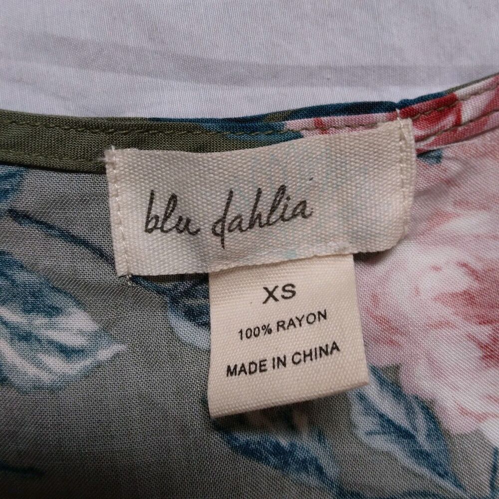Blu Dahlia Button Down Dress Floral Flutter Sleeve Cottagecore Boho Womens XS - Picture 6 of 10